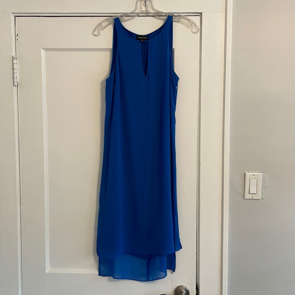 Blue high neck keyhole dress sz 2